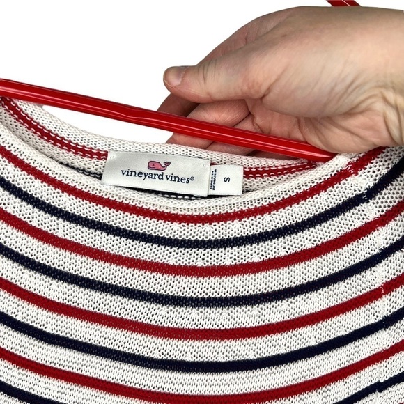 Vineyard Vines Coastal Red White Blue Stripe Boatneck Pull On Knit Sweater Small - Picture 5 of 12